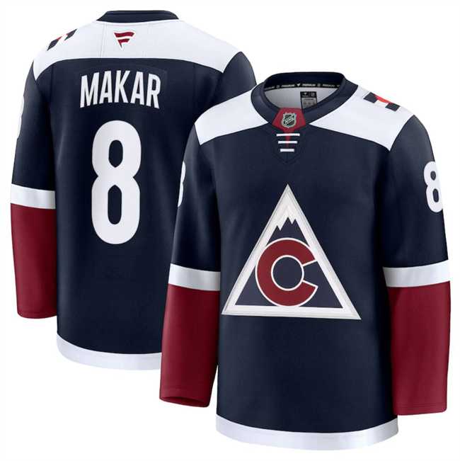 Mens Colorado Avalanche #8 Cale Makar Navy 2024-25 Alternate Stitched Jersey Dzhi